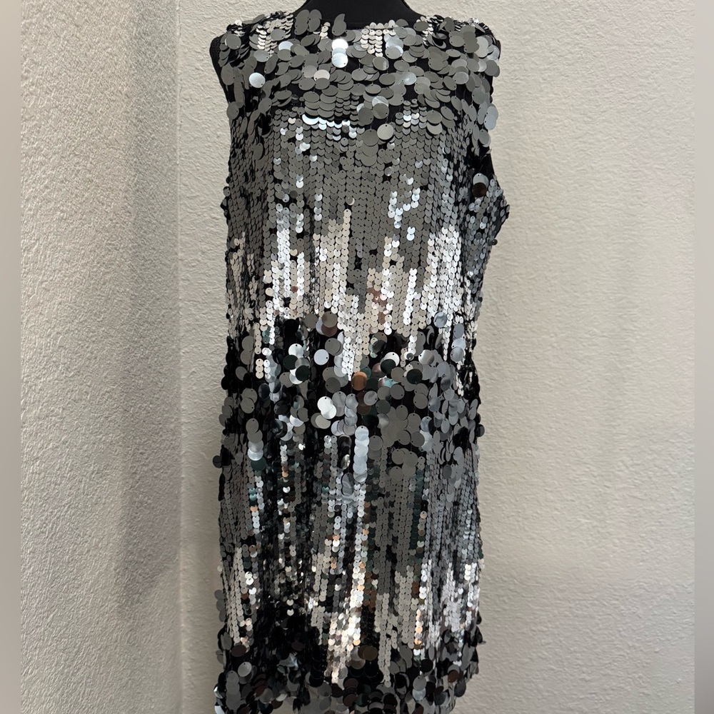 Silver and Black Sequin Gown
